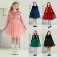 thumbnail image 1 of Girls Dress Ruffled Long Sleeve Princess Party Performance Starry Dress Girls Dresses Black 7-8 Years, 1 of 9