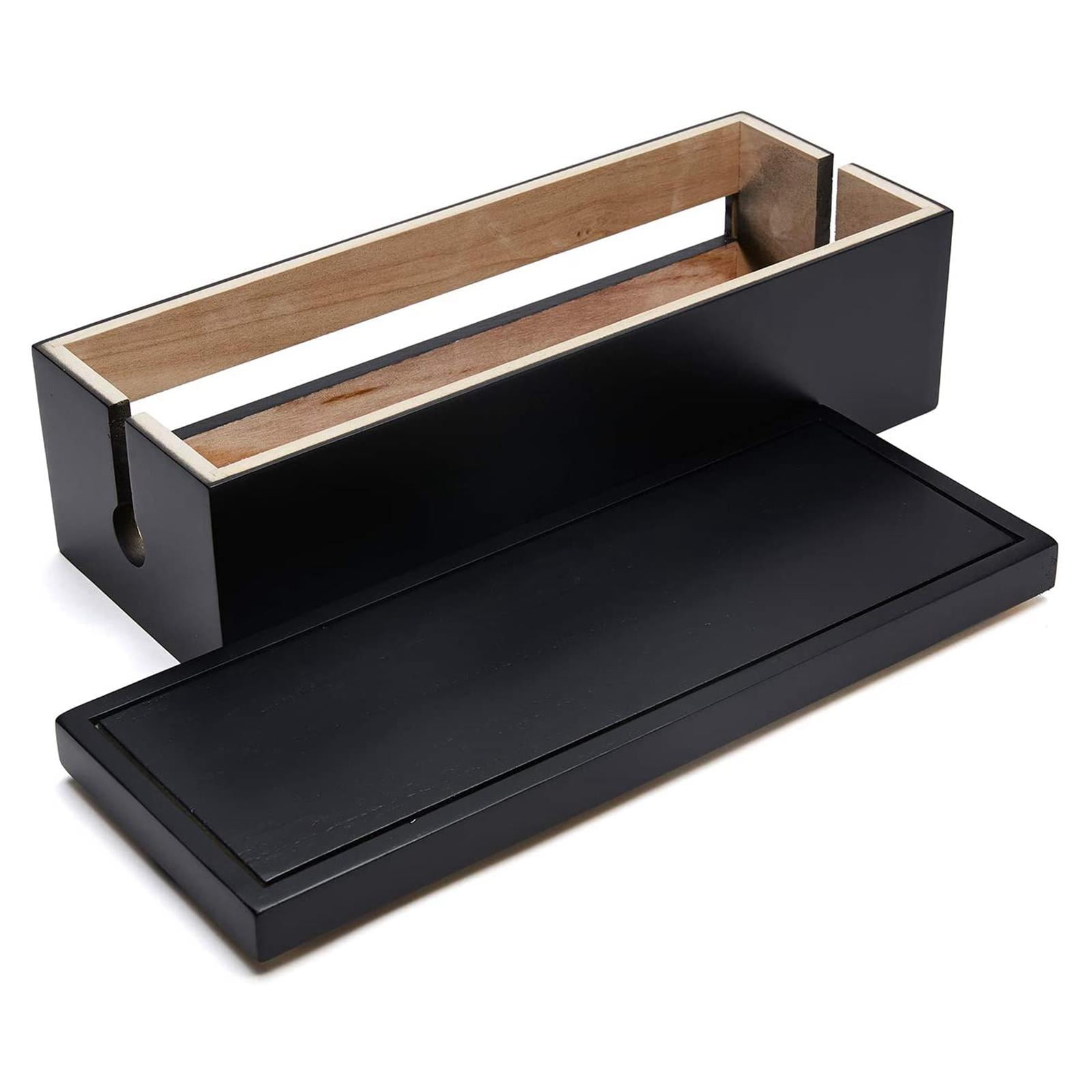 Fiocias Cable Management Box, 14.8x5.6x4.8 inch, Wooden Case, Cord Organizer for Desk TV Black