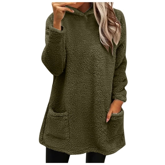 NSLGXD Womens Fleece Hoodies Sherpa Fuzzy Long Sleeve Sweatshirts Casual Winter Warm Pullover With Pocket