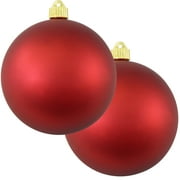 [2 Pack] Christmas by Krebs Matte Red Alert, 6" (150mm) Shatterproof Plastic Water UV-Resistant Ball Ornaments