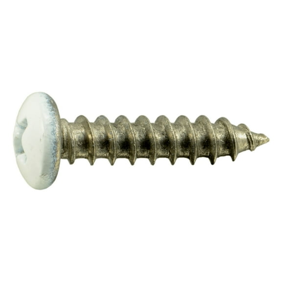 #8 x 3/4" White Painted 18-8 Stainless Steel Phillips Pan Head Sheet Metal Screws SMSPSS-568