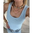 thumbnail image 5 of CHICME Tank Tops For Women Rhinestone Solid Color Sleeveless Ribbed Fitted Camisole Summer Top Going Out Vest Lighted Blue-M, 5 of 8