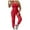 Red, variant on Skinny Slim Fit Solid Color Overalls,Women's Fashion Adjustable Back Strap Pants Pocket Design Jumpsuit