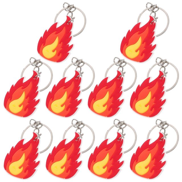 10pcs Flame Fire Charms Firefighter Party Favors Keychain Firefighter Support Decor Firefighter Key Holders Firefighter Party Decorations Firetruck Pa