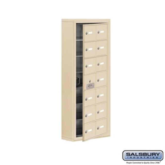 SalsburyIndustries 19175-14SSK Cell Phone Storage Locker With Front Access Panel - 7 Door High Unit, Sandstone