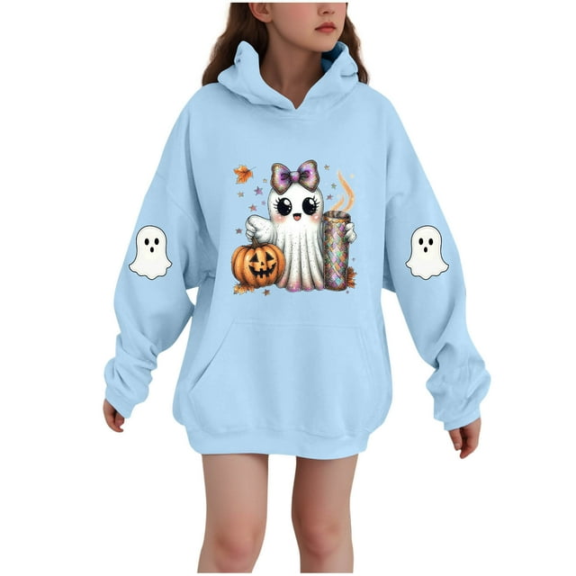Chemise d'Halloween pour Enfants + Sweat à Capuche à Manches Longues Imprimé d'Hiver + Tenue de Fête