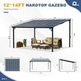thumbnail image 5 of MEISSALIVVE 12' x 14' Hardtop Wall Mounted Gazebo Pergola, Lean-to Metal Awning with Sloped Roof, Outdoor Shelter for Patio, Deck, Backyard, Black, 5 of 10