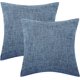 thumbnail image 1 of Funda de cojín de lino fino, juego de 2 fundas de almohada de tejido suave y cuadrado para sofá, decoración de color liso, 18 x 18 pulgadas, color azul, 1 of 5