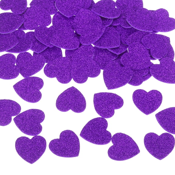 Uxcell 60Pcs Glitter Foam Stickers 1" Self-Adhesive Heart-Shape Stickers Purple