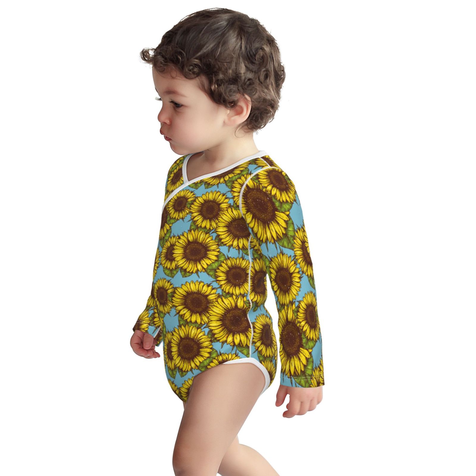 Picia Sunflowers for unisex-baby Long-sleeve Bodysuit,Newborn Baby Boy Girl Onsies Bodysuit-