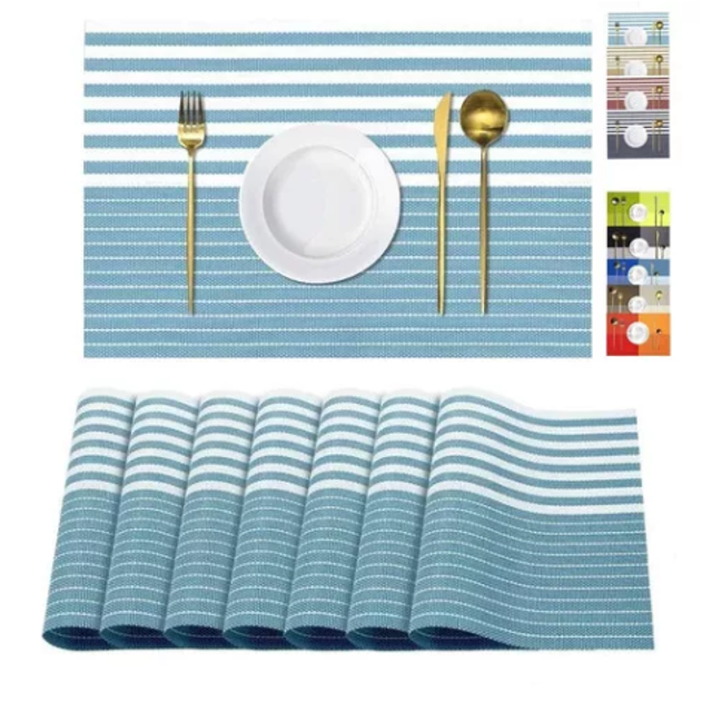 Manteles Individuales Para Mesa Conjunto De 8 Pzas 45×30cm Color Azul claro