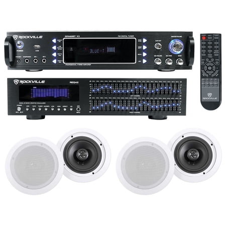 Rockville Home Theater Bluetooth Receiver+Equalizer EQ+(4) 6.5  Ceiling Speakers price history on PriceWatchPro