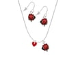 thumbnail image 2 of Delight Jewelry Acrylic 5/16" Maroon Heart Red Lucky Ladybug Necklace and Dangle Earrings Set, 2 of 6