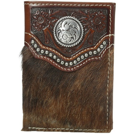 Ariat Unisex Trifold Calf Hair Concho Wallet Brown OS