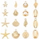thumbnail image 1 of 96 piezas de 16 estilos de dijes de concha de metal, colgantes de concha dorada, conchas marinas, conchas galvanizadas, conchas marinas de verano con agujero, 1 of 5