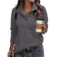 thumbnail image 4 of Sweatshirt for Women Button Down Lightweight Baggy Shirts Comfort Colors Sweatshirt Cute Tops Fall Outfits for Women Loose Fit Casual Shirts for Women Long Sleeve Tops,Dark Gray,L, 4 of 5