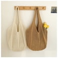 thumbnail image 4 of Granjero Gordo Bolso de mano tejido y bolsas de cosméticos, bolso de mano tejido elegante de playa de verano, bolso de hombro de 19,69 x 12,2 pulgadas (blanco), 4 of 4