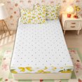 thumbnail image 4 of Erosebridal Lemon Bow Print Zipper Twin Comforter Sets with Fitted Sheet and 2 Pillowcases,Plaid Ribbon Daisy White Base Accent Zipper Bedding Set,Yellow Ivory,4-Piece,Reversible, 4 of 6