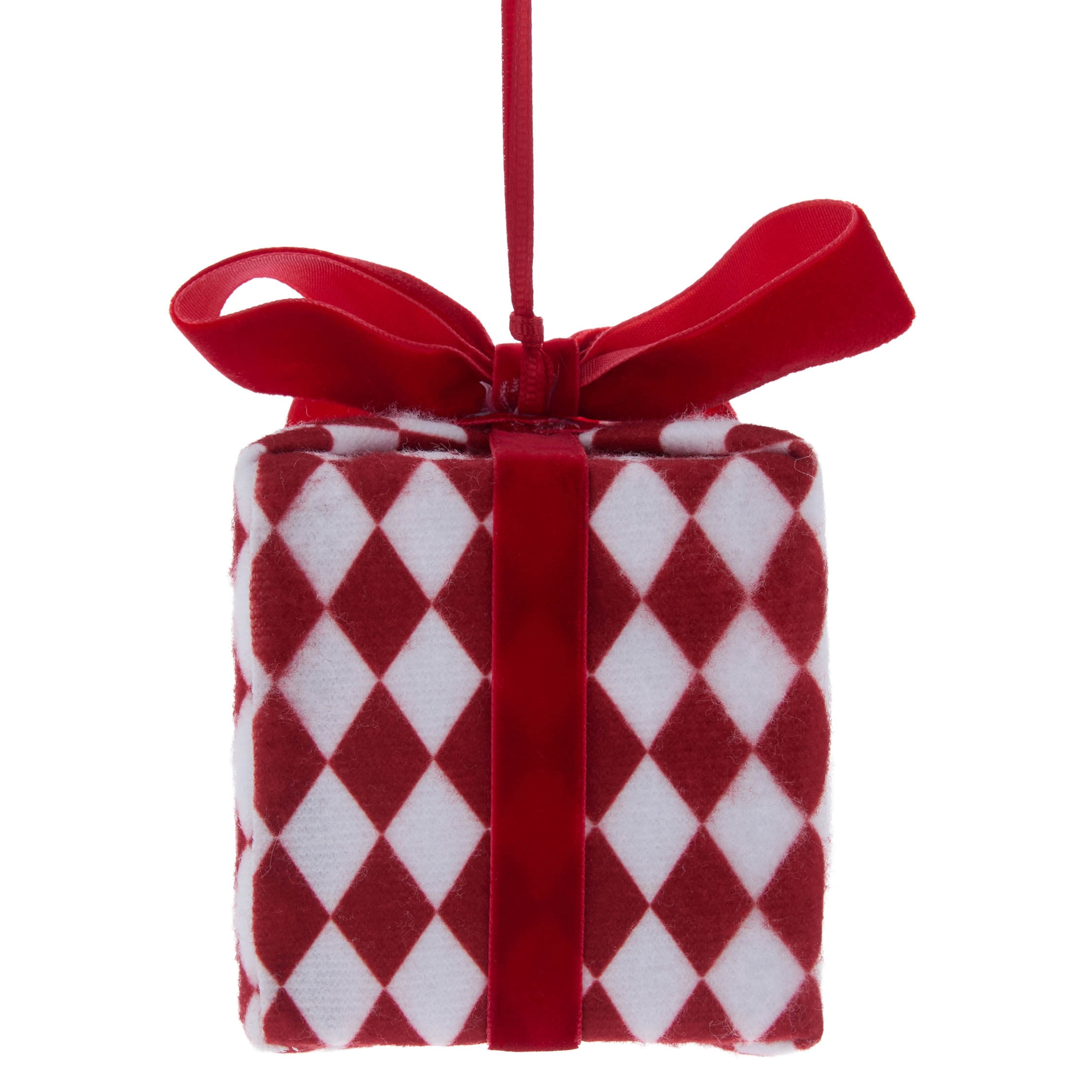 Red and White Diamond Gift Box Christmas Ornament, 3.5", by Holiday Time