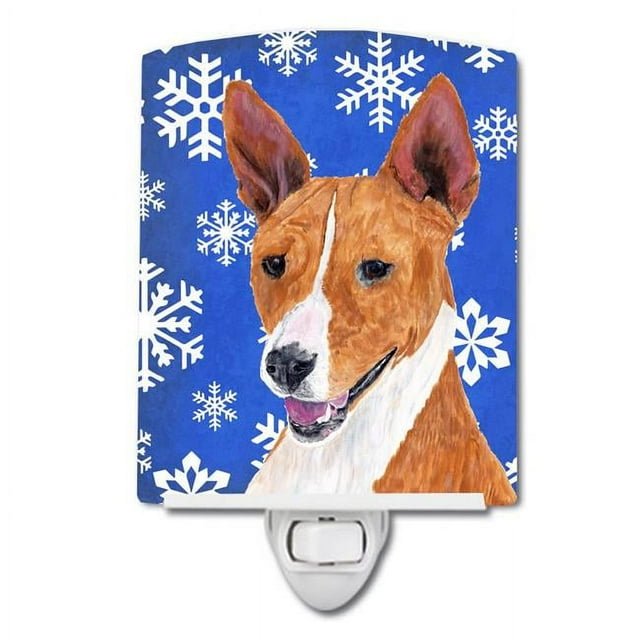 Carolines Treasures SC9387CNL Basenji Winter Snowflakes Holiday Ceramic Night Light