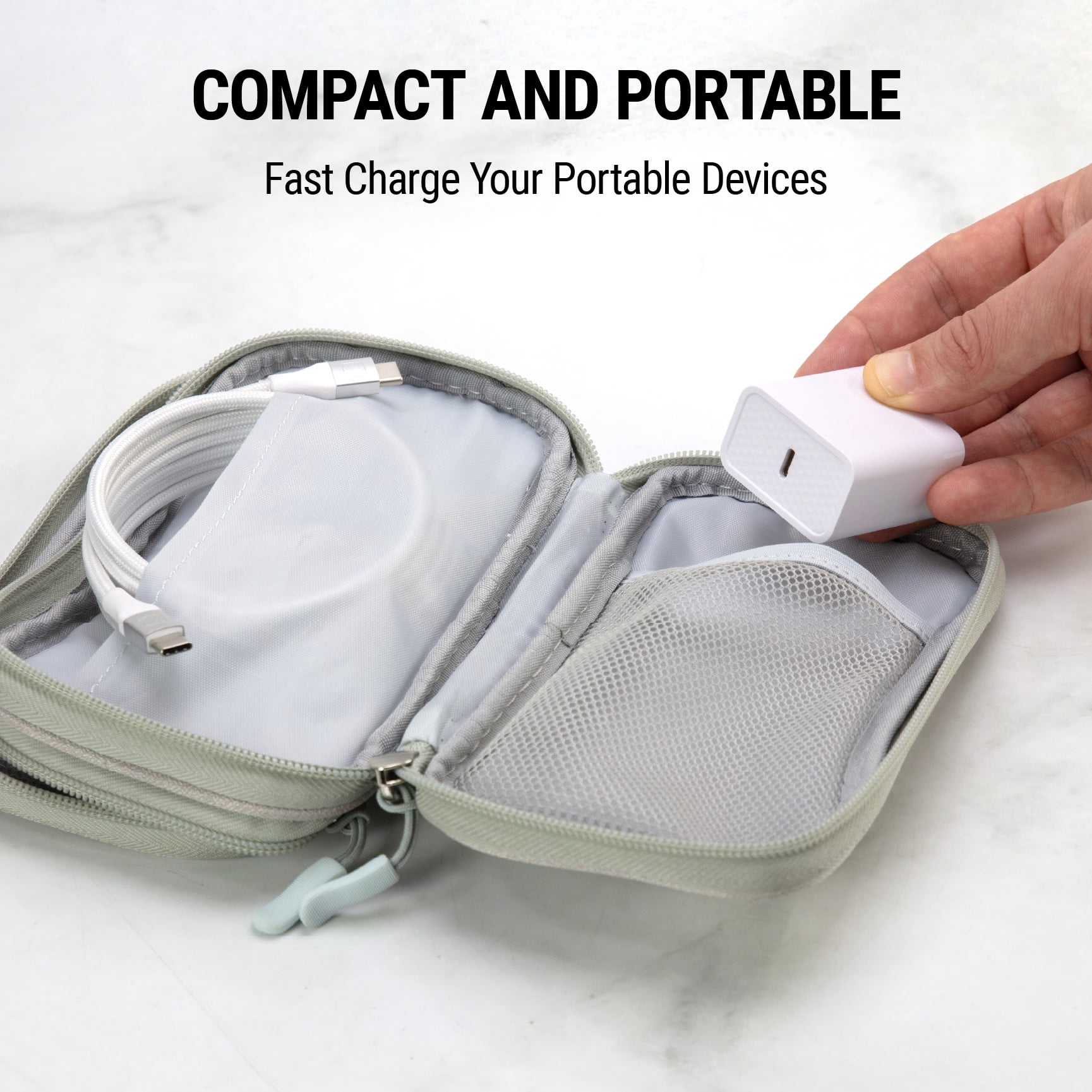 Scosche SH20CCi4WT-SP 20W PD USB-C Fast Wall Charger & 4 ft 2-in-1 USB-C to USB-C / Lightning Cable