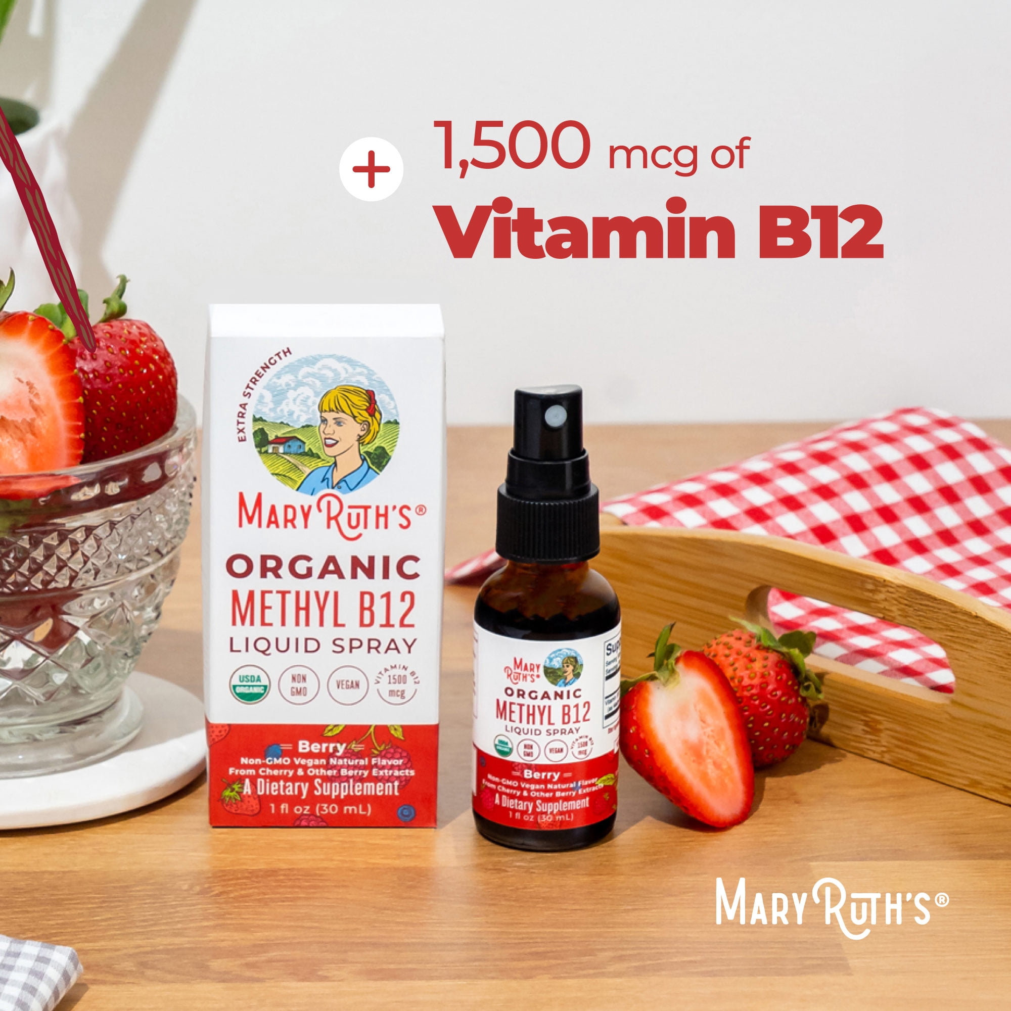 MaryRuth's USDA Organic Vitamin B12 Liquid Spray, Energy Support, Vegan, Non-GMO, 1 fl oz