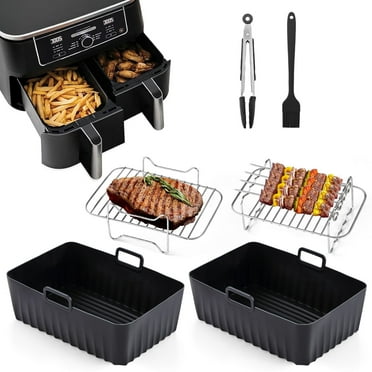 Mirdinner 10 Pcs Air Fryer Accessories, Including Silicone Non-stick Food-grade Air Fryer Basket Liners, Stainless Steel Air Fryer Racks, Food Clip, Oil Brush, Air fryer Tray Oven Accessories
