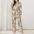 thumbnail image 3 of Kll Paris Vintage Print Women'S Long Sleeve Pajamas With Pants Sleepwear Loungewear 2 Set-Small, 3 of 9