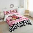 thumbnail image 3 of jejeloiu Western Cowgirl Boots Bedding Comforter Set,Pink Rose Flower Twin Comforter Sets,Cattle Cow Pattern Bedding Set For Girls Kids,Luxury Bedroom Decor,2pcs, 3 of 8
