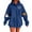 Blue, variant on BangWanChi Women's Halloween Printed Hoodies Casual Long Sleeve Blouse Hooded Sweatshirts Top