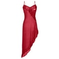 thumbnail image 5 of Womens Nightgown Mesh Pajamas Suspender Pajamas Home Clothing Chemise Sleepwear Red S, 5 of 9
