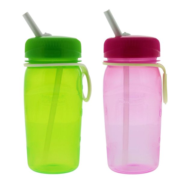 Rubbermaid Refill Reuse Water Bottle Set, 14oz, Green & Pink Walmart