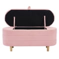 thumbnail image 4 of Storage Bench for Bedroom/Living Room, Elegant Upholstered Sherpa Fabric Storage Ottoman, Multi-functional Stool with Wood Legs ,  Pink, 4 of 9