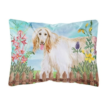 Carolines Treasures CK1264PW1216 Afghan Hound Spring Canvas Fabric Decorative Pillow  12H x16W multicolor