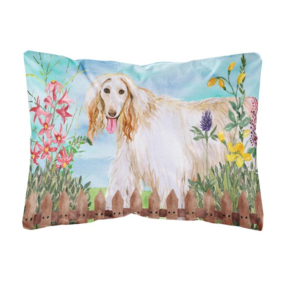 Carolines Treasures CK1264PW1216 Afghan Hound Spring Canvas Fabric Decorative Pillow  12H x16W multicolor