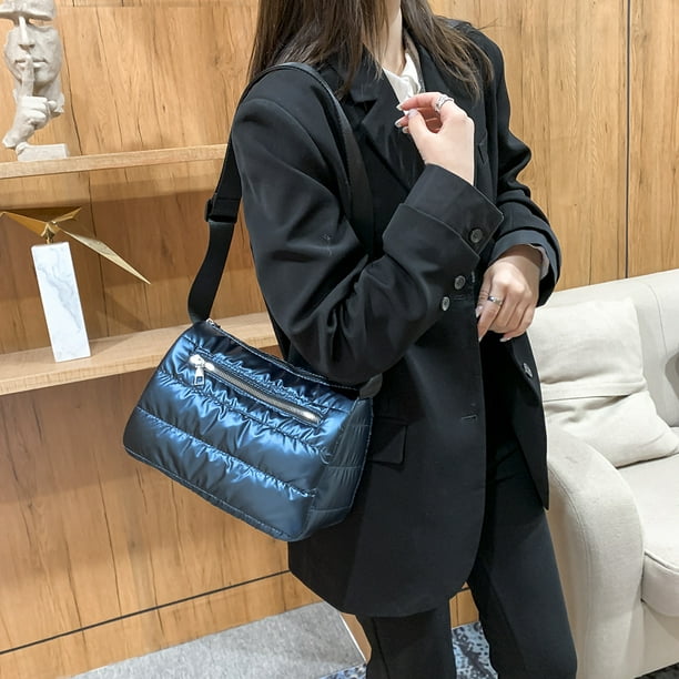 Bolsa Bolso de hombro con rayas acolchadas retro para mujer Bolsos cruzados de color solido Verde Ehuebsd Nuevos Originales Walmart en linea