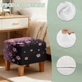 thumbnail image 7 of SCRAWLGOD Cherry Blossom Print Pink Black Ottoman Slipcover, Removable Footstool Decoration Non Slip Rectangular Furniture Protection for Footrest Sofa, 7 of 7