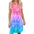 thumbnail image 4 of Pompotops Femme Grande Taille O-Cou Cravate-Teinte Sans Manches O-Collier Mini Robe, 4 of 9
