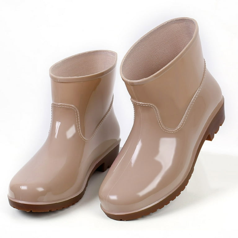 HSMQHJWE Rain Boots Women Shoes Lightweight Rubber Boots Boots Middle Shoe Buckle Women Low Heeled Rain Toe Round Waterproof Women S Boots Shoe Rain