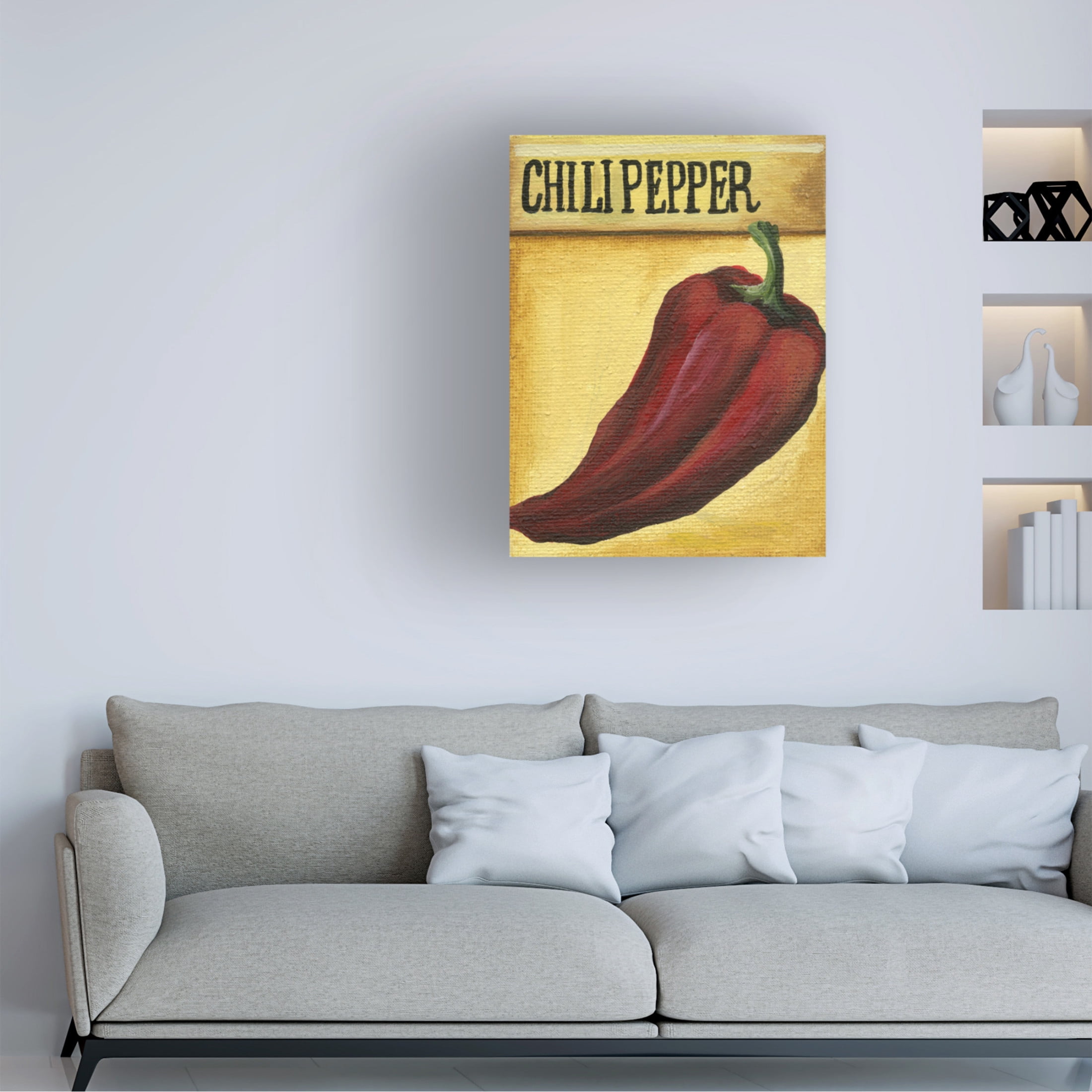 Canvas Wall Art - Debbi Wetzel 'Seed Packets 25 - Chili Pepper' Wall Art for Living Room, Bedroom, or Office Décor by Trademark Fine Art - 14 x 19 Inches