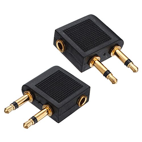 Pack of 2 Airline Airplane Earphone Headphone Headset Jack Audio Adapter 3.5mm
