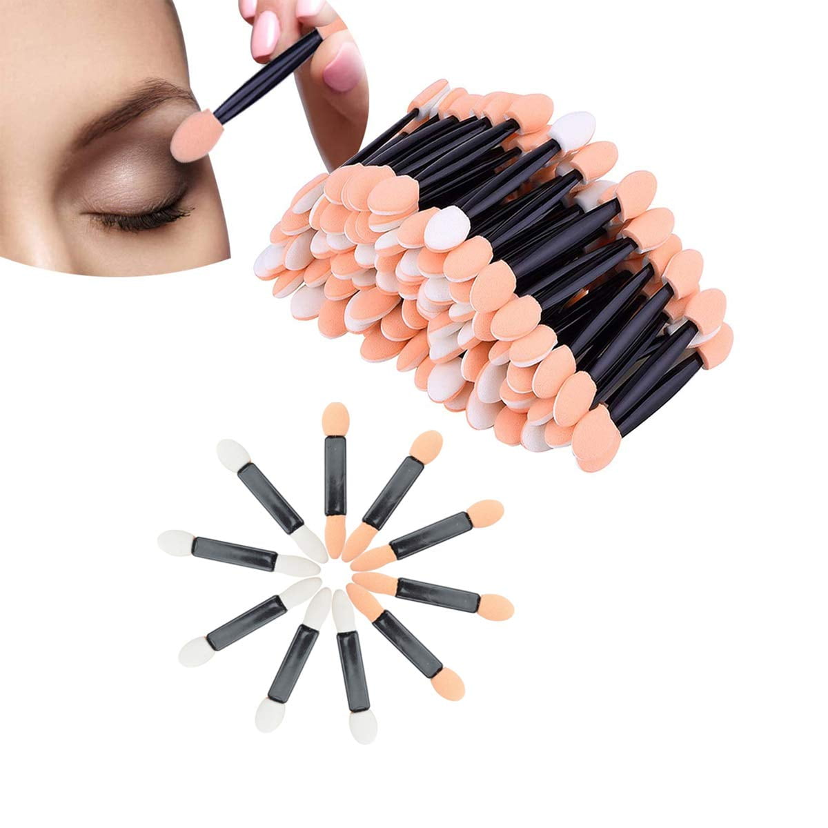 50Pcs Disposable Eyeshadow Brush Eyeshadow Stick Lip Brush Sponge