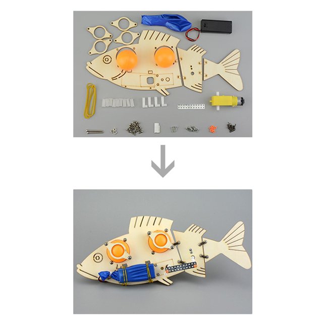 Juguetes educativos para peces eléctricos, vástago ensamblable a mano, fácil de montar, rompecabezas de madera 3D, proyectos de bricolaje para niños y