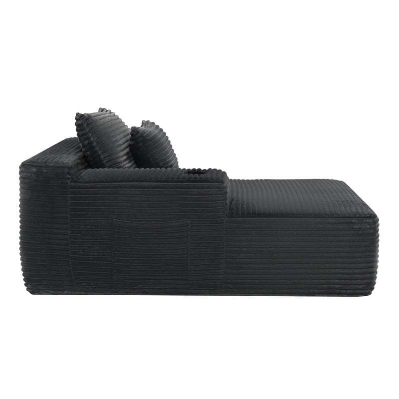 38''W Single Chaise Lounge with Left Cup Holder & Storage Pocket, Boneless Floor Sofa Accent Chair with Pillow