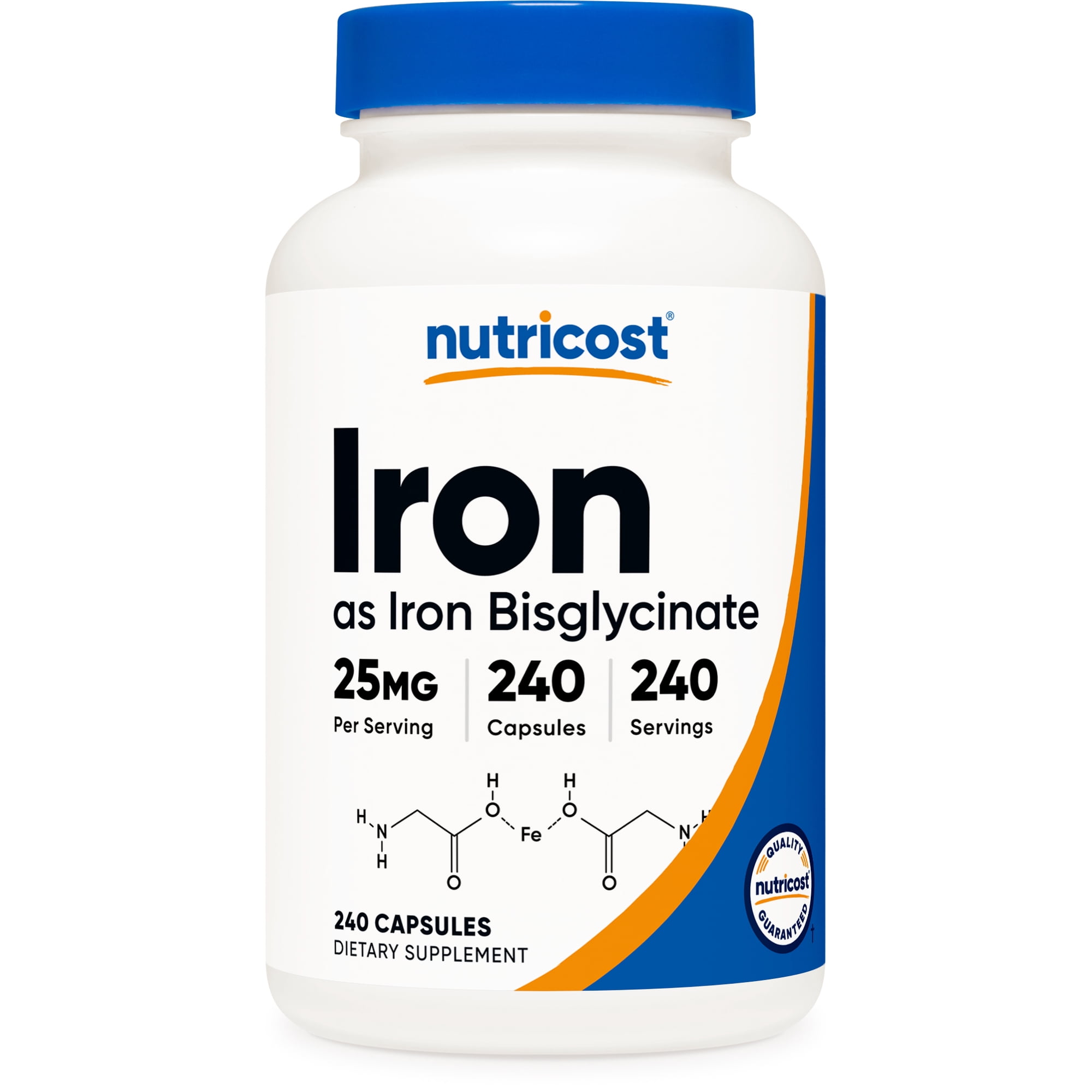 Nutricost Iron Bisglycinate Supplement (25mg) 240 Capsules - from Ferrochel (Ferrous Bisglycinate Chelate) - Non-GMO & Gluten-Free