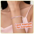 thumbnail image 3 of Just Being Cute Tennis Bracelets for Women, 3mm Created Pink Tourmaline - Round Cut October Birthstone Bracelet White Gold Plated Jewelry Gifts for Birthday Christmas Graduation, 7 inch, 3 of 10