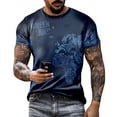 thumbnail image 1 of AURIGATE Men Short Sleeve O-Neck Printed Color Fashion Casual T-Shirt Tops Blouse, 1 of 5