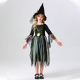 thumbnail image 2 of Odeerbi Kids Girls Halloween Dresses Stage Performance Dress Outfits Fashion Solid Color Outfit Long Sleeve Round Neck Dress Green, 2 of 9