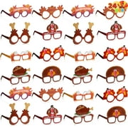 JOYIN 24 Pcs Thanksgiving Turkey Eyeglasses, Turkey Eyewear Frame Pumpkin Maple Leaves Photo Props for Kids Thanksgiving Harvest Party Decoration and Thanksgiving Day Accessories (One Size Fits All)