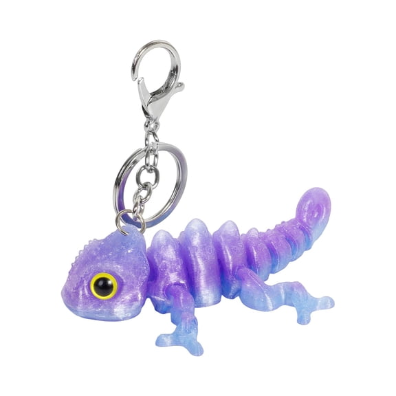 dgysar 3D Printed Articulated Chameleon Keychain Realistic Flexible Lizard Figurine for Schoolbag Pendant Desktop Fidget Gift Light Purple One Size